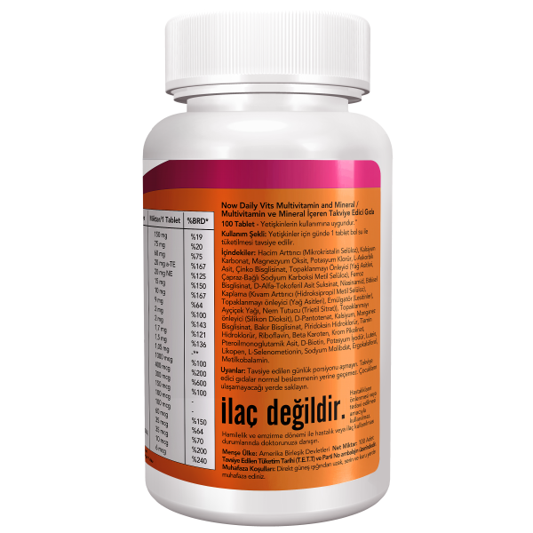 Now Daily Vits Multivitamin and Mineral / Multivitamin ve Mineral İçeren Takviye Edici Gıda